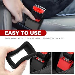2-Pack Silicone Safety Belt Buckle Holder & Booster | Non-Slip Buckle Black