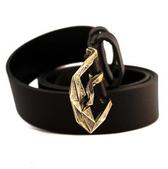 Brass belt buckle Ice, pin type, Ukrainian low poly frame type belt buckle