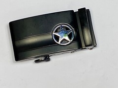 Star Military? Black And Silver Color Vintage Belt Buckle Marked NN