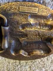 Triple S Advertising Belt Buckle Brass Tone Metal Excavating Equip NOS Spec Cast