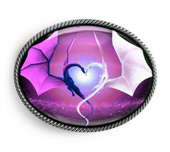Magic Dragon Belt Buckle – Gothic Heart Fantasy Handmade Buckle – 232