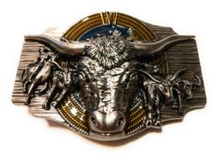 ✖ WESTERN STEER BULL Rope Cowboy Rodeo Style ✖ Belt Buckle ✖ Roping enamel USA