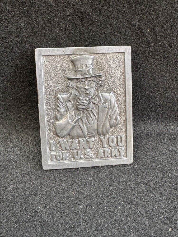Uncle Sam Vintage Belt Buckle 1970&rsquo;s U.S. Army Military Propaganda I Want You