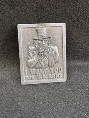 Uncle Sam Vintage Belt Buckle 1970&rsquo;s U.S. Army Military Propaganda I Want You