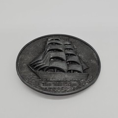 Vintage, THE TALL SHIPS Belt Buckle ( Sail Boats ) Pewter ?
