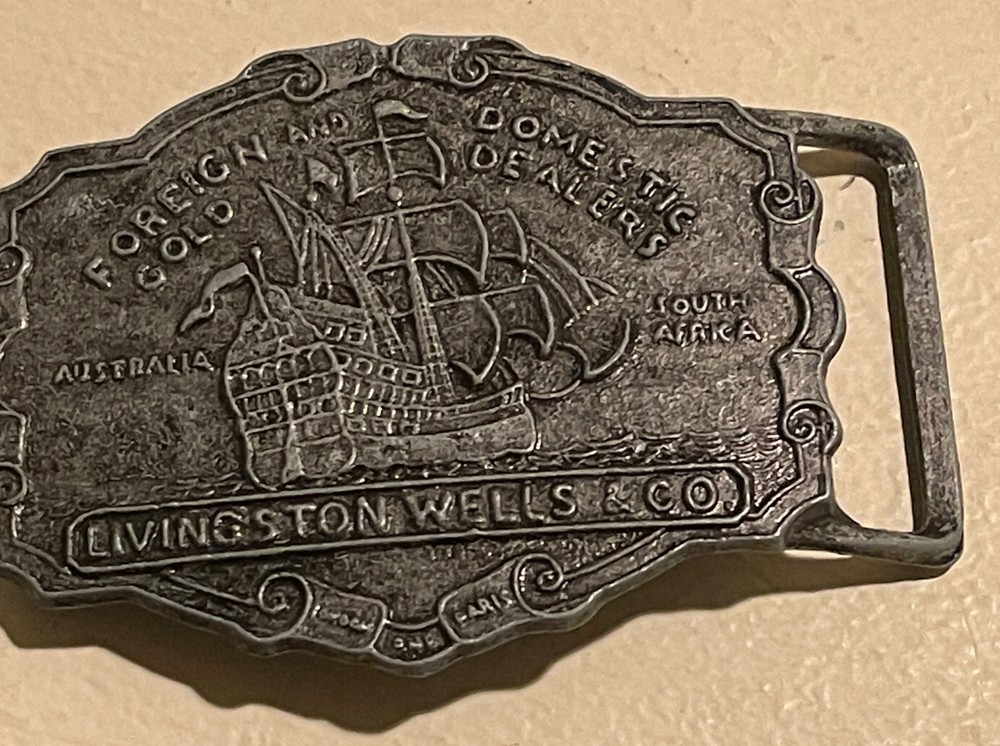 Livingston Wells & Co. Sailing Ship Foreign Domestic Belt Buckle Unbranded 11715