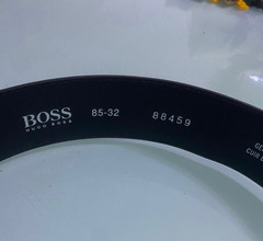 HUGO BOSS Black Leather Belt Metal Buckle Women Italy (88459)