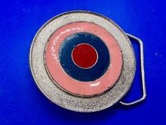Bulls Eye Round Multi-Color Enameled Target Style Pink Blue Belt Buckle