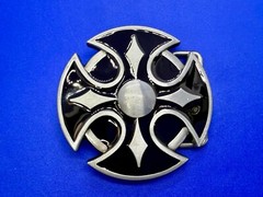 Maltese Celtic Iron Cross Religious Black Enamel Cutout Gothic Punk Belt Buckle