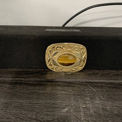 vintage TIGERS EYE belt buckle GEMSTONE polished rock inset
