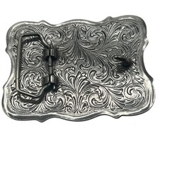 SILVER CROSS Filigree vintage metal belt buckle iconic faith religious