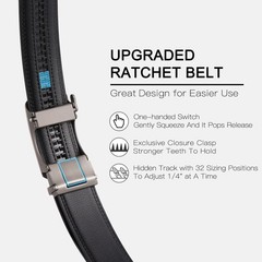 SENDEFN Men&rsquo;s Leather Belt Automatic 36&Prime; to 44&Prime; Waist Adjustable, A-black-31