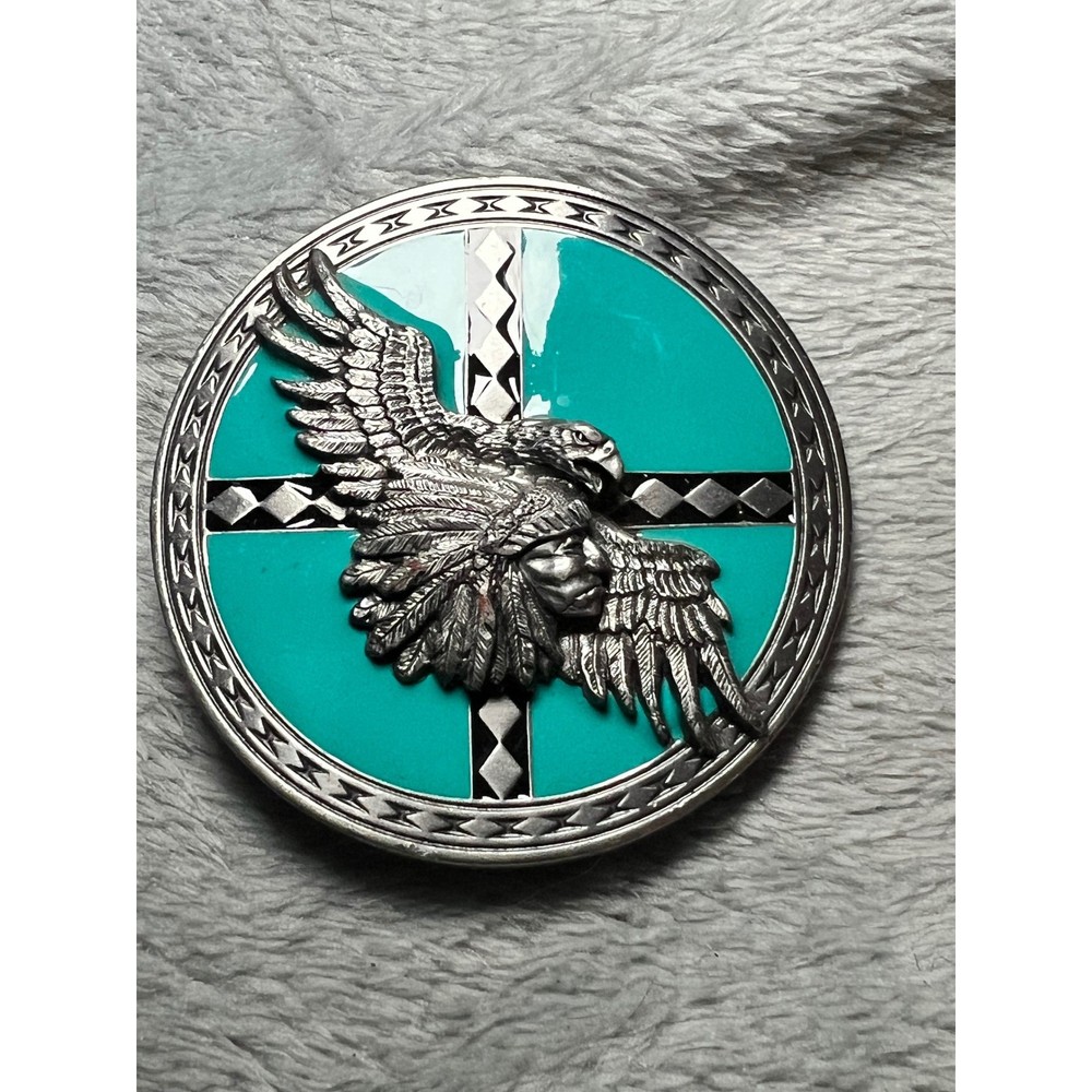 1991 Arroyo Grande Eagle Belt Buckle Turquoise Enamel Southwest USA 3in AG70