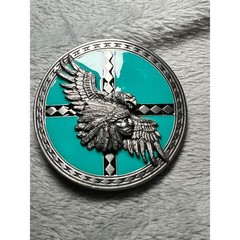 1991 Arroyo Grande Eagle Belt Buckle Turquoise Enamel Southwest USA 3in AG70