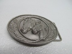 Western Belt Buckle A-5 1991 Siskiyou Gifts Silver Tone Horse Mens
