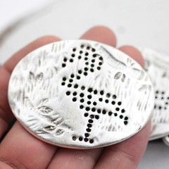 Modernist Flamingo Print Belt Buckle Oval Shape in Antique Silver for Belts