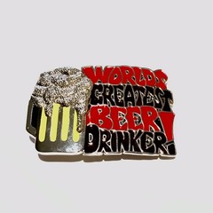 Worlds Greatest Beer Drinker Novelty Belt Buckle – 4” x 2.5”