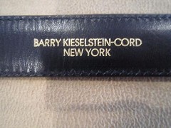 KIESELSTEIN-CORD ELEPHANT BELT BUCKLE W/BLACK LEATHER/BEIGE BELT SIZE 4