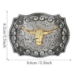 Long Horn Bull Western Belt Buckle Cowboy Belt Buckle for Men