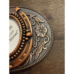 Western Horseshoe Belt Buckle Copper Tone Floral Oval 30x40mm Gemstone Mount