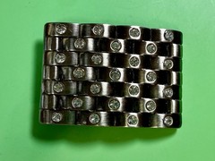 Block Brick Wall Pattern, Clear Rhinestone Accented Bling Jeweled Belt Buckle