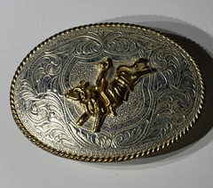 Justin Silver Mexico Bull Rider Belt Buckle