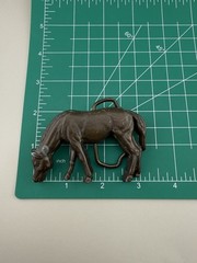 Sculptural Grazing Horse Belt Buckle Equestrian Bronze Tone