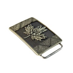 German silver buckle Maple leaf trident, Canadian maple leaf, Ukrainian trident