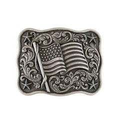 Nocona Rectangular Smooth Edge Buckle with USA Flag
