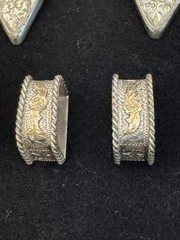 Sterling Silver 10K Gold Overlay Western 4 Pc Belt Buckle Set GN34 Mexico
