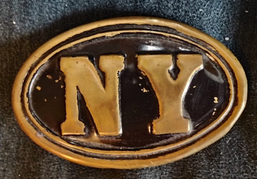 Vintage Civil War Union NY Belt Buckel Brass with Lead Back Reproduction