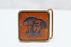 BTS Vintage Mushroom Retro Hippie Brass Belt Buckle