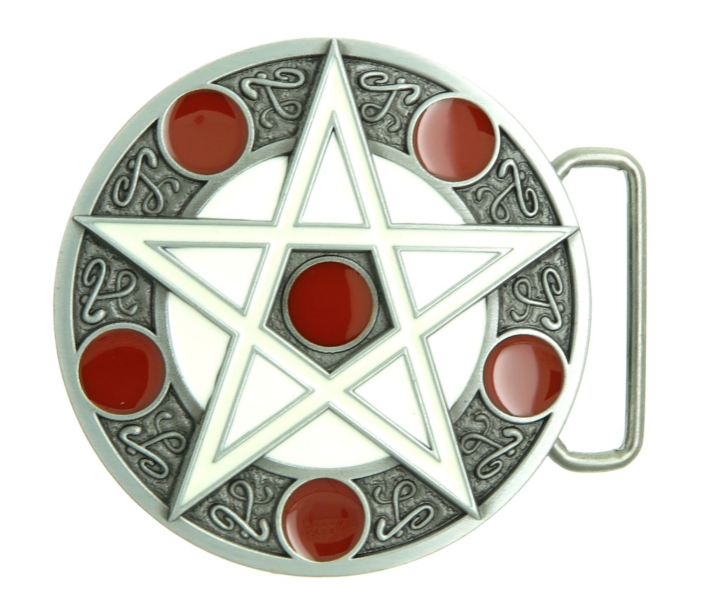 Cross Star Circle Totem Round Metal Belt Buckle