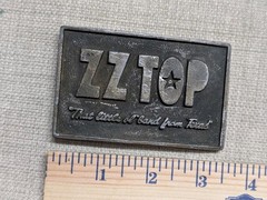 vintage ZZ TOP belt buckle SOLID BRASS heavy WESTERN cowboy **AS-IS**