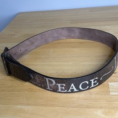 Rare VTG Peace Love Happiness Hippie Belt Boho Leather Unisex Dillon Rogers Read