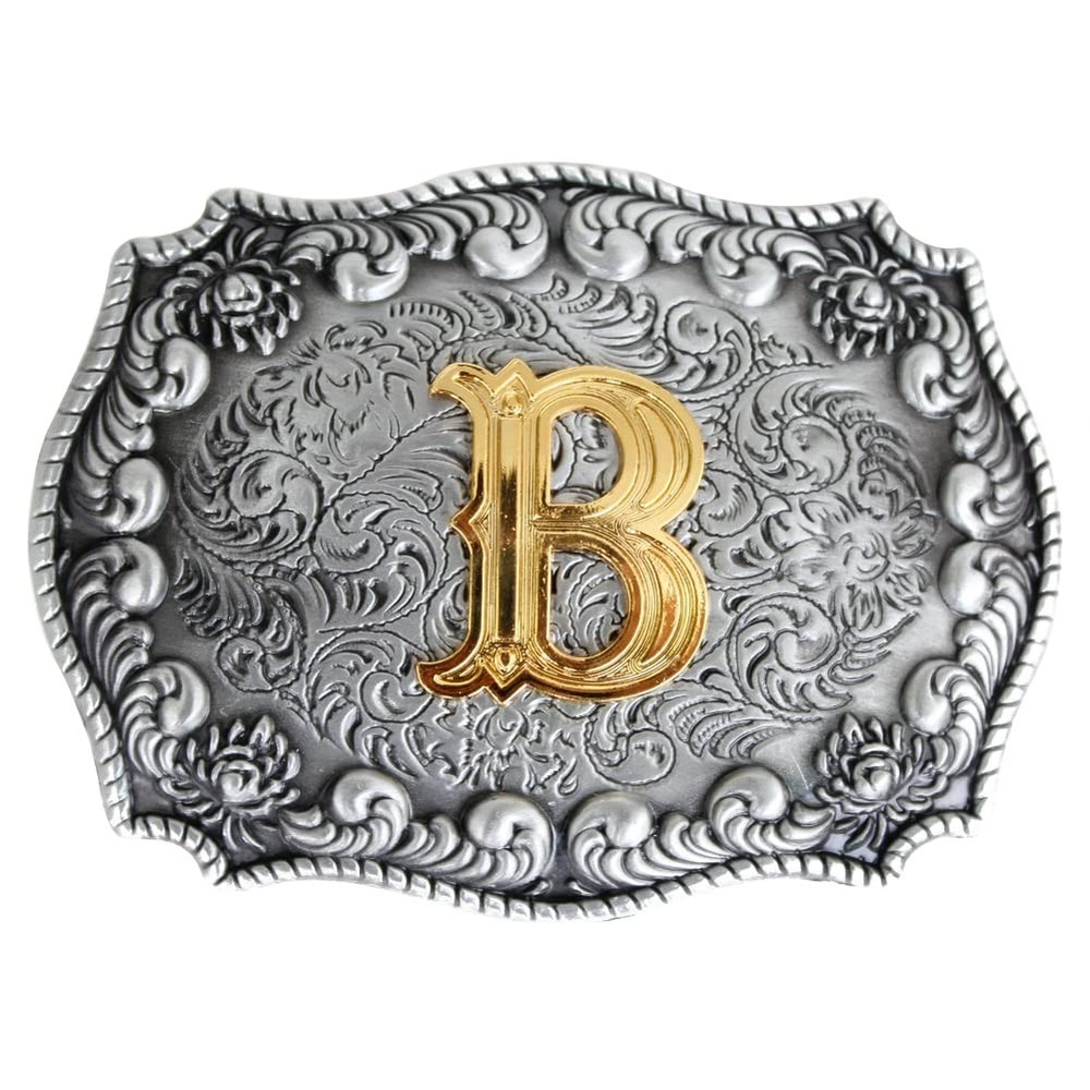 Men&rsquo;s Belt Buckles, English Letter in 3D, Western Style, CowboyAlphabe…