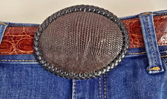 RING LIZARD SKIN Belt Buckle LARGE NEW Authentic Handmade Western Cowboy