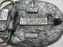 Vintage 1989 NEBRASKA Indian Chief & Stage Coach Belt Buckle X-44 Pewter UNUSED