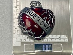 True Love – Figural Beating Heart Red & Grey Barbed Wire Belt Buckle