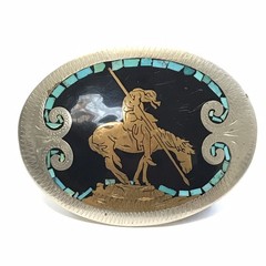 Vintage Johnson & Held Native American End of the Trail Southwest Belt Buckle