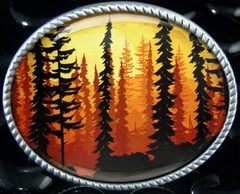 Forest Belt Buckle – Tree Landscape Minimalist Handmade Silver Buckle – 628
