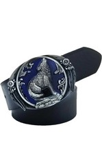 WOLF Howling antique silver dark blue color outdoors man hunting Belt buckle