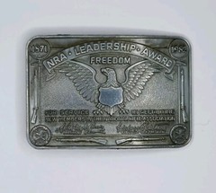 1982 Vintage NRA Belt Buckle Leadership Award For Recruiting Members Western Gun