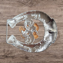 Cowboy Belt Buckle For Men Fighting Roosters 4.25&Prime;x3.75&Prime; Black Tone/Silver/Gold