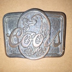 Coors Logo Silver Metal Western Belt Buckle Antique Finish Men&rsquo;s Beer Theme