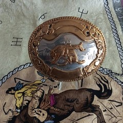 Men&rsquo;s Western Oval Belt Buckle Floral Engraved 2-Tone Antique 1.5in MPN 1973