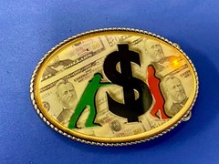 Led Dollar Sign Belt Buckle Attention Grabbing Lights! W/ Fresh Battery