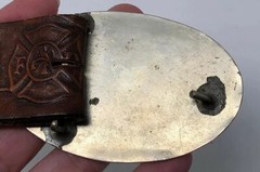 Vintage Mexico Color Stone Inlay Aztec Warrior Inca Mayan Silver Belt Buckle