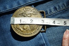 Coca Cola Belt Buckle vtg brass woman soda fountain Atlanta Ga 70&rsquo;s round soda