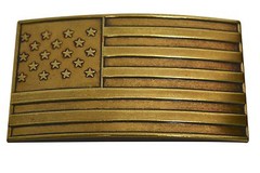 FL103 Vintage Steampunk Antique Brass Plated American USA Flag Buckle 34mm